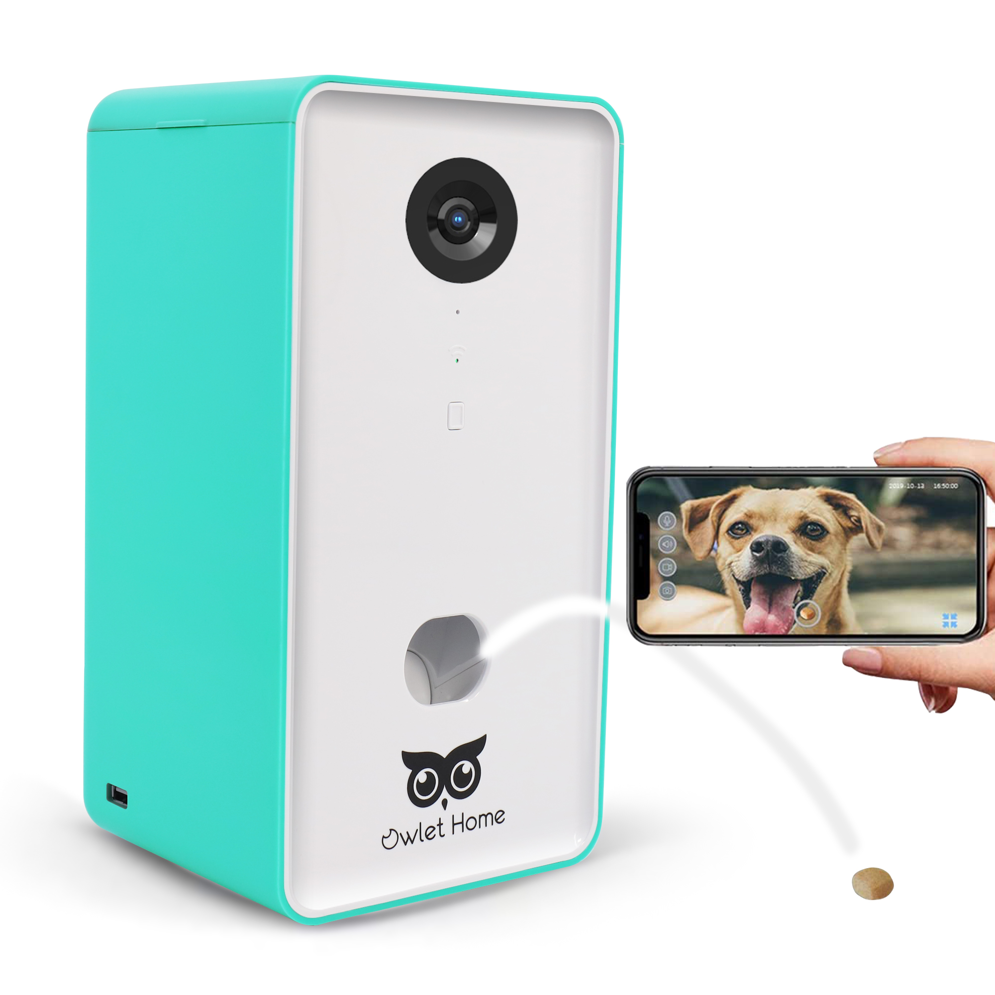 Owlet Home Smart Dog Camera with treat tossing (BLUE), WiFi connecting(2.4G  & 5G), 1080p HD Camera, Live Video Streaming, Auto Night Vision, 2-Way