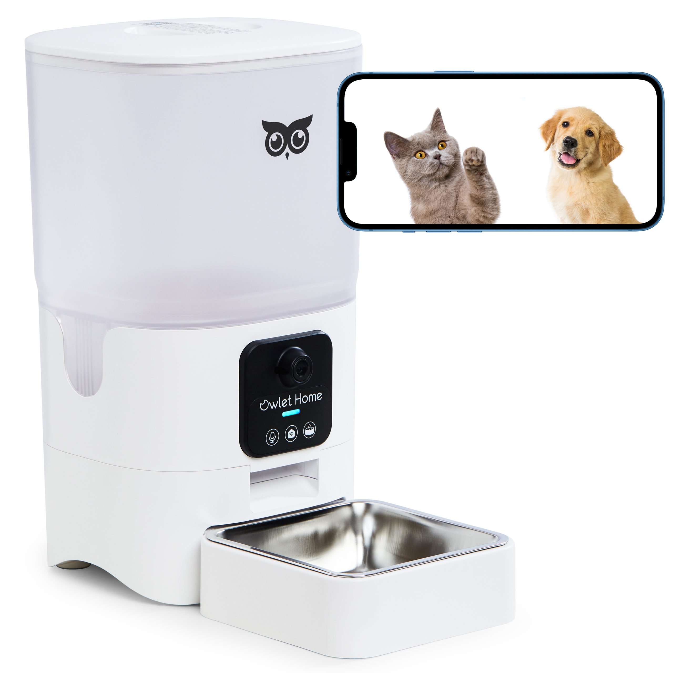 Smart Treat Dispenser with 2-Way Camera for Dogs Cats, 2.4Ghz & 5Ghz WiFi,  1080P Camera, Live Video, Auto Night Vision, 2-Way Audio, Compatible with